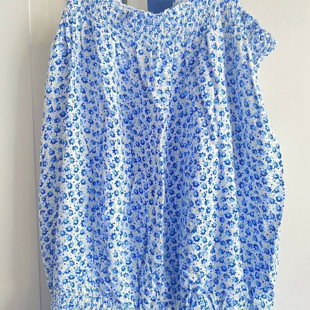 Gap Kids Girls Blue Floral Cottage Core Rayon Shorts Romper Sz 12 - Picture 3 of 5